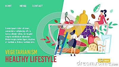 Vegetarianism Healthy Lifestyle Flat Landing Page Vector Illustration