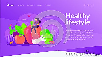 Vegetarianism landing page template. Vector Illustration