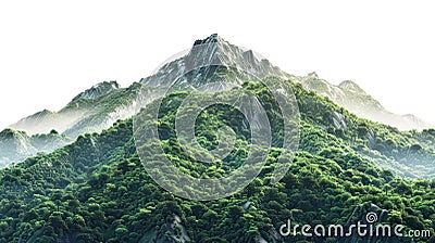 Vegetated Moutain Isolated On Transparent Background. Peaks With Vegetation, Forest And Jungle Stock Photo