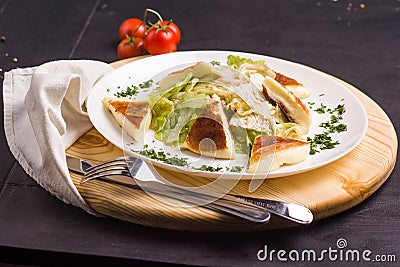 Vegeterian salad with fried cheese Stock Photo