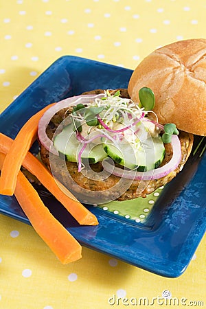 Veggie Burger with Carrots Stock Photo