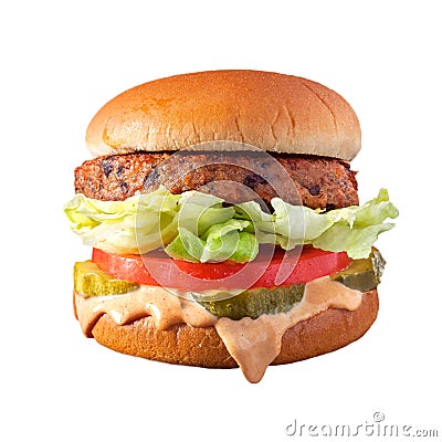 Veggie Burger Isolated on a White Background Stock Photo