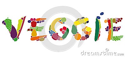 Veggie Fruit Vegetables Word Letters Vector Illustration