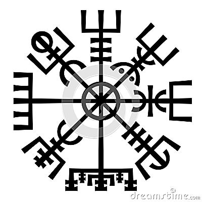 Vegvisir. The Magic Compass of Vikings. Runic Talisman. Vector Illustration