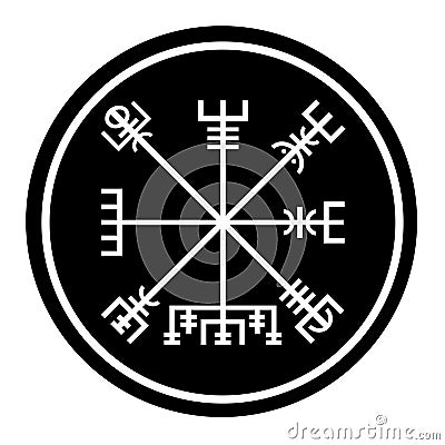 Vegvisir symbol in a black circle Cartoon Illustration