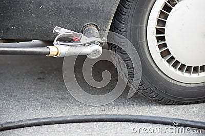 Vehicle being filled with gas Stock Photo