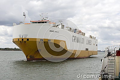 A vehicle carrier ship underway Southampton UK Editorial Stock Photo