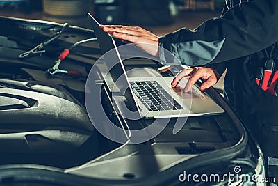 Vehicle Computer Checkup Stock Photo