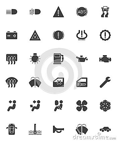 Vehicle dashboard vector icons set Vector Illustration