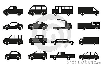 Vehicle Icons Set Vector Illustration