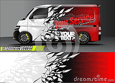 Van livery graphic vector. abstract grunge background design for vehicle vinyl wrap and car branding Vector Illustration