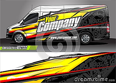 Van livery graphic vector. abstract grunge background design for vehicle vinyl wrap and car branding Vector Illustration