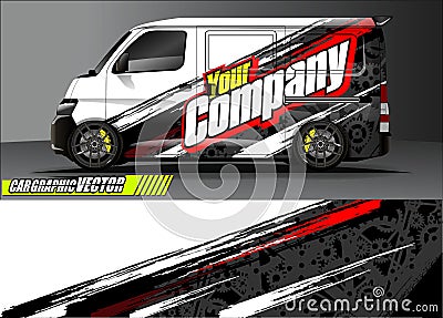 Van livery graphic vector. abstract grunge background design for vehicle vinyl wrap and car branding Vector Illustration