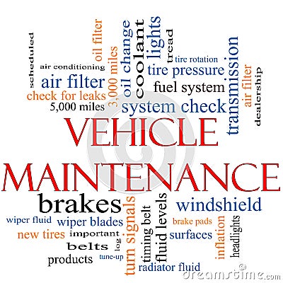 Vehicle Maintenance Word Cloud Concept Stock Photo