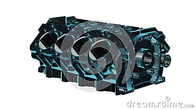 Vehicle motor cylinder block 3D render Stock Photo