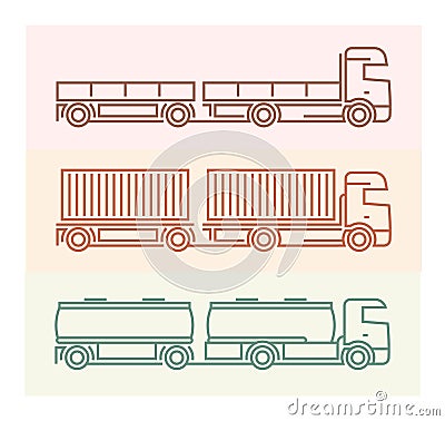 Vehicle Pictograms: European Trucks - Tandems 1 Vector Illustration