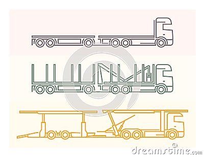 Vehicle Pictograms: European Trucks - Tandems 5 Cartoon Illustration