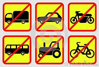 Vehicle Prohibition Icons Vector Illustration