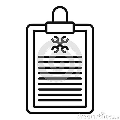Vehicle repair clipboard icon, outline style Vector Illustration