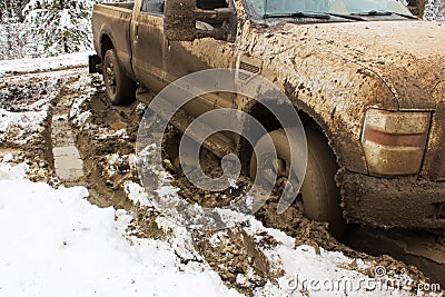 A vehicle stuck in the clay Stock Photo