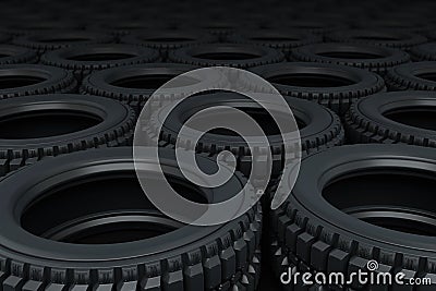 Vehicle tires stacking Stock Photo