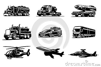 Vehicle transport black and white vector, Vehicle transport black and white vector, eps 10 Vector Illustration