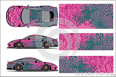 Car graphic vector,abstract racing shape with modern race design for vehicle vinyl wrap Vector Illustration