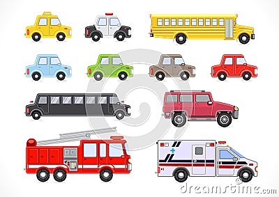 Vehicles collection Vector Illustration