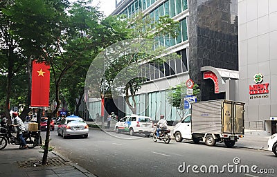 Vehicles on Khoi street in Saigon, Vietnam Editorial Stock Photo