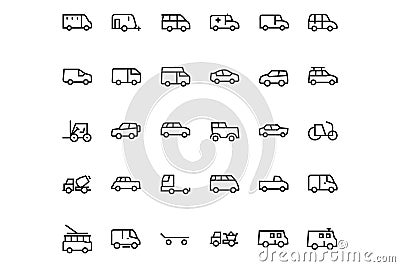 Vehicles Line Vector Icons 2 Stock Photo