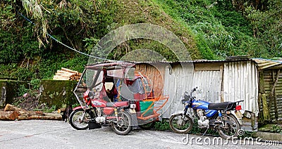 Vehicles parking on street in Banaue, Philippines Editorial Stock Photo