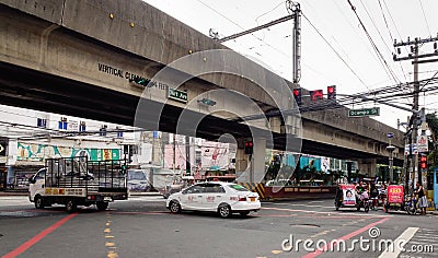 Vehicles run on street at Baclaran city in Manila, Philippines Editorial Stock Photo