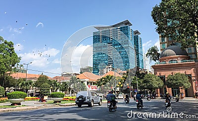 Vehicles running on street in Saigon, Vietnam Editorial Stock Photo