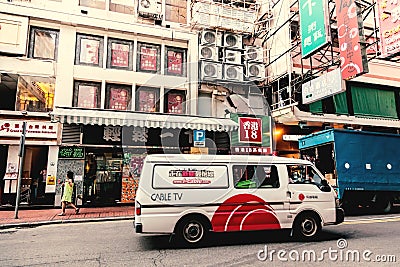 Vehicles on the street of Hong Kong. Editorial Stock Photo