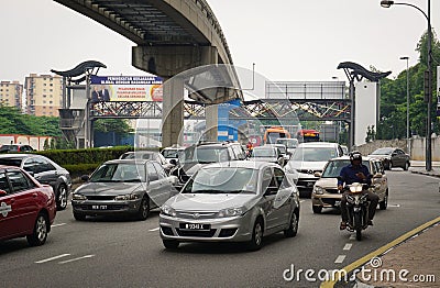 Vehicles on street in Kuala Lumpur, Malaysia Editorial Stock Photo