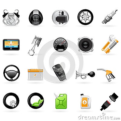 Vehicular service center (car station) icons Vector Illustration