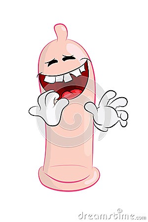 Laughing cartoon illustration of condom Cartoon Illustration