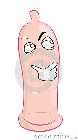 Curious internet meme illustration of condom Cartoon Illustration