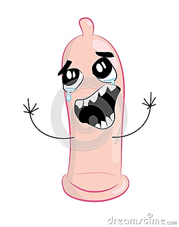 Crying internet meme illustration of condom Cartoon Illustration