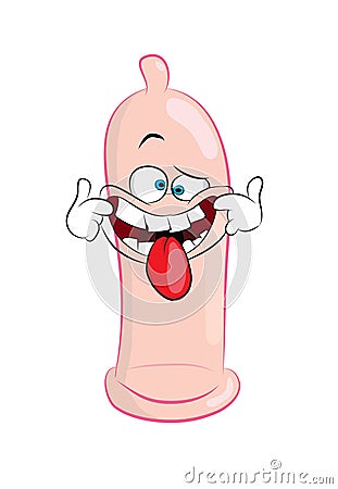 Annoying cartoon illustration of condom Cartoon Illustration