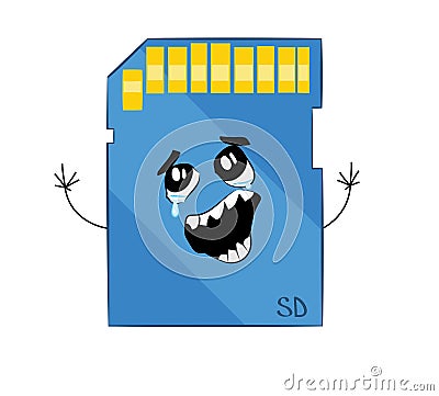 Crying internet meme illustration of SD card Cartoon Illustration