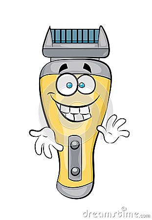 Happy cartoon illustration of barber shaver Cartoon Illustration