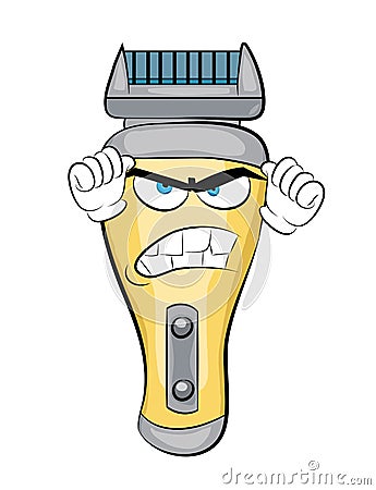 Angry cartoon illustration of barber shaver Cartoon Illustration