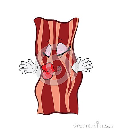 Kissing cartoon illustration of bacon Cartoon Illustration