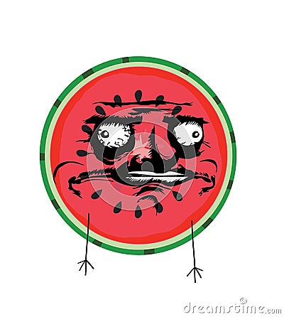 Troll internet meme illustration of watermelon Cartoon Illustration