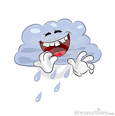 Laughing cartoon illustration of rain cloud Cartoon Illustration