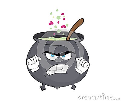 Angry cartoon illustration of witch cauldron Cartoon Illustration