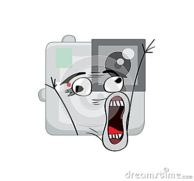 Crazy internet meme illustration of action camera Cartoon Illustration