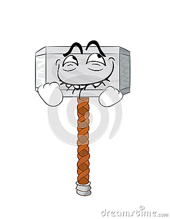 Comic internet meme illustration of thor hammer Cartoon Illustration