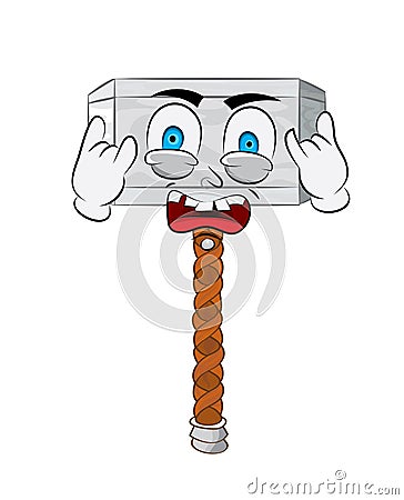 Punk cartoon illustration of thor hammer Cartoon Illustration